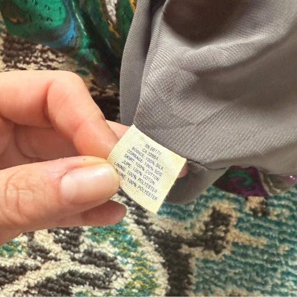 Anthropologie Maeve silk Charcoal and Teal Paisley Dress - Picture 5 of 9